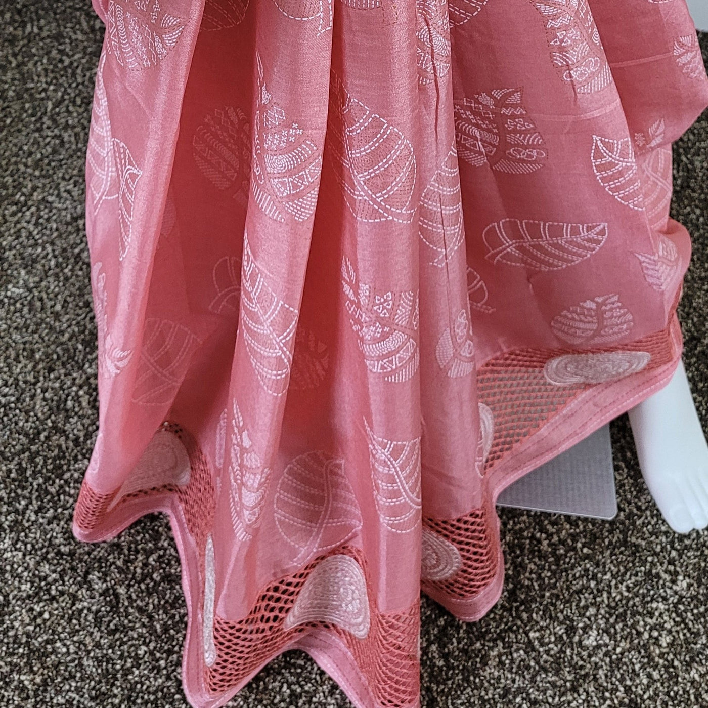 Kashmiri Silk Saree with Delicate Cutwork Border