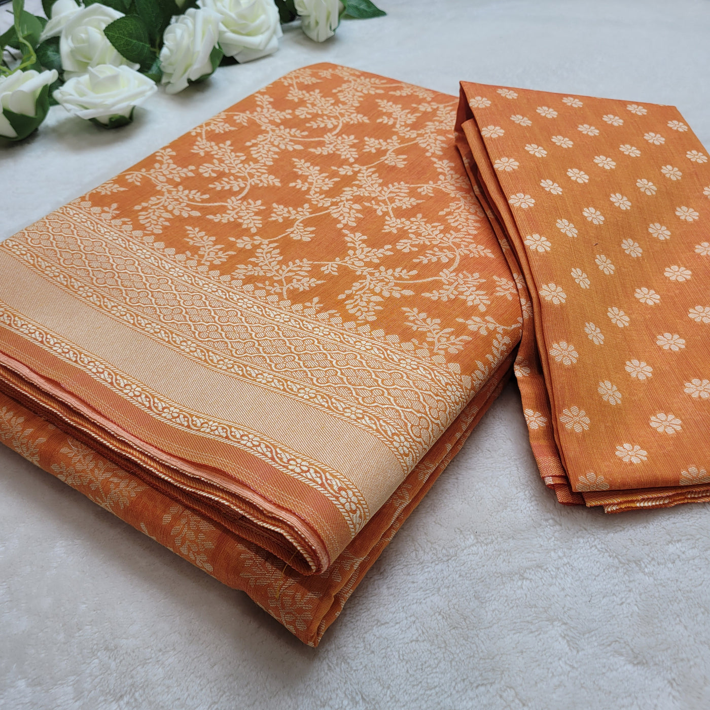 Merseries Cotton Sada with Resham Weaving Jaal Pattern - Premium Quality Ethnic Saree