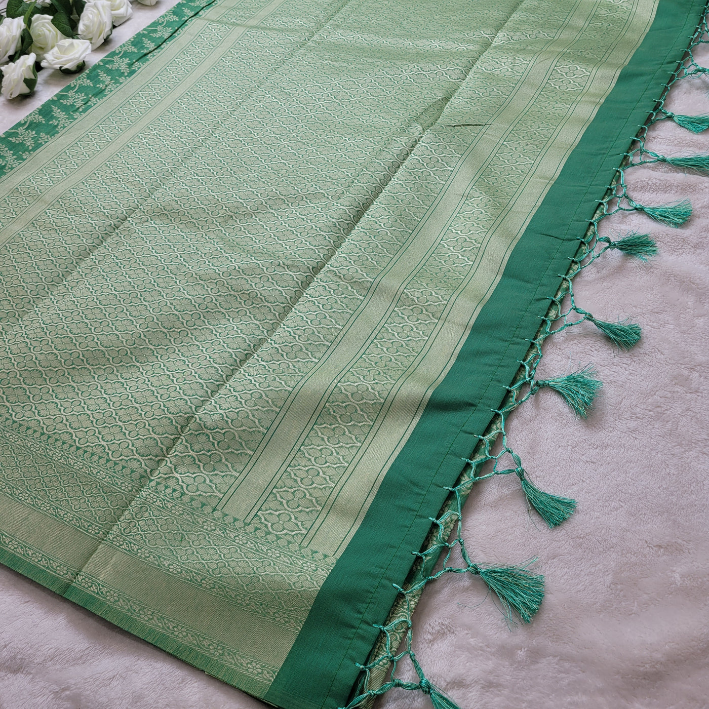 Merseries Cotton Sada with Resham Weaving Jaal Pattern - Premium Quality Ethnic Saree