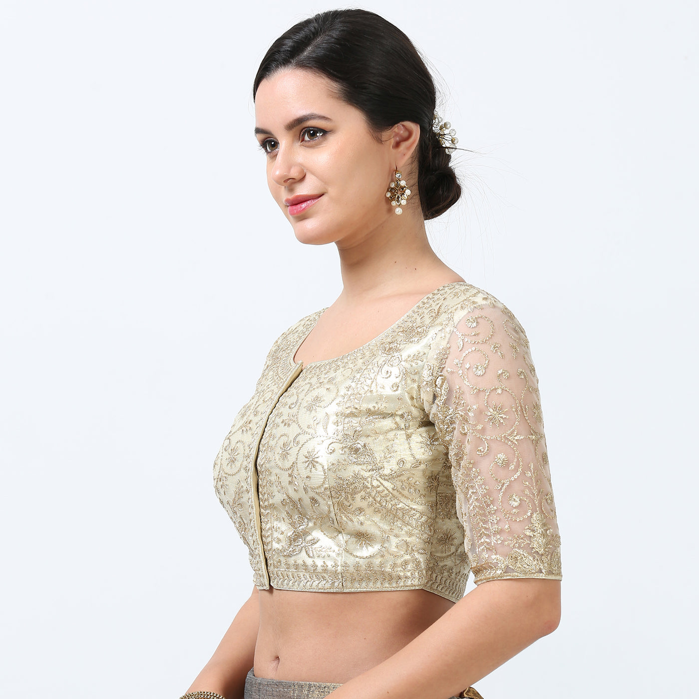 Shiny Gold Saree Blouse / Readymade Blouses / Blouse for Women USA