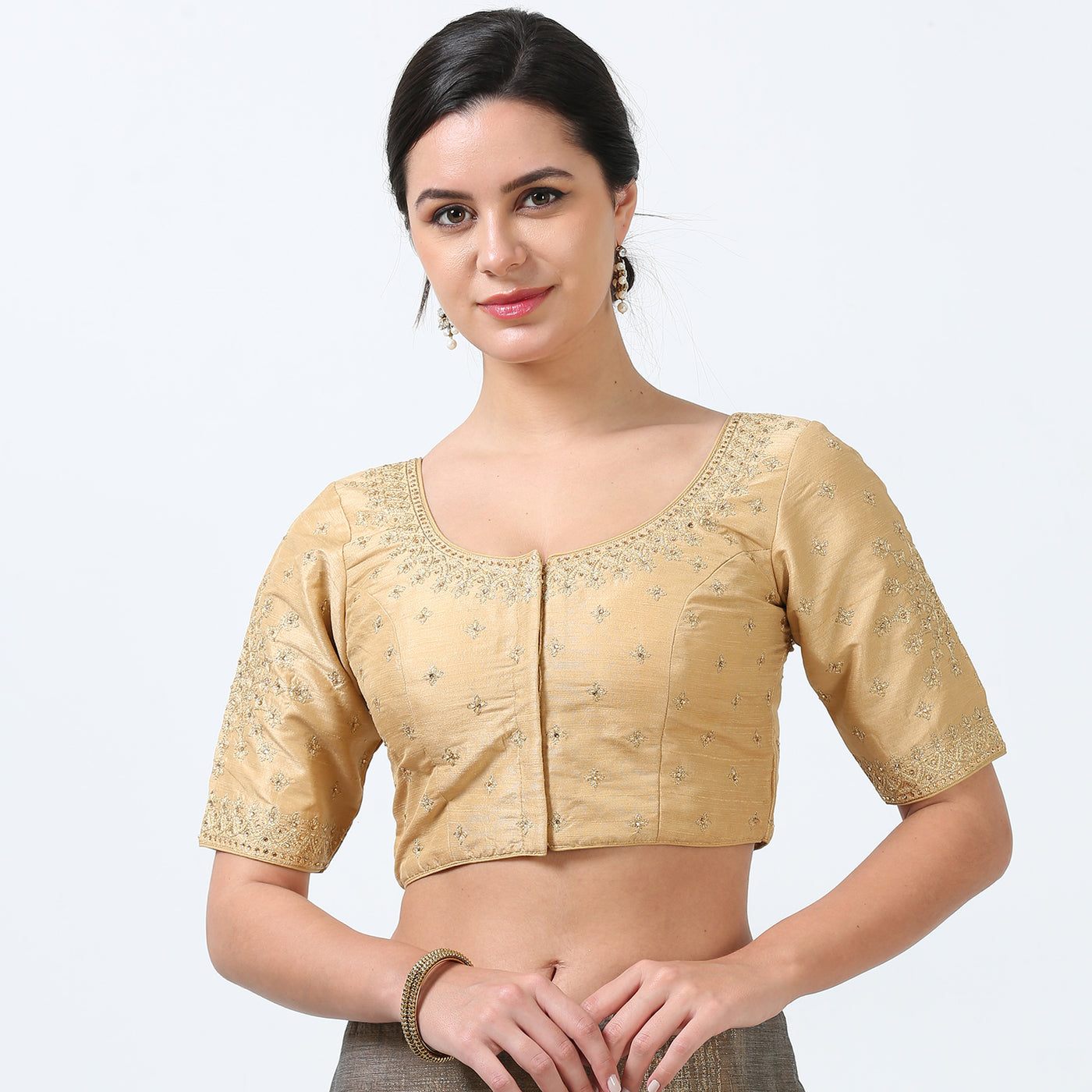 Gold Silk  Saree Blouse/ Readymade Saree Blouse/ Blouses for Women