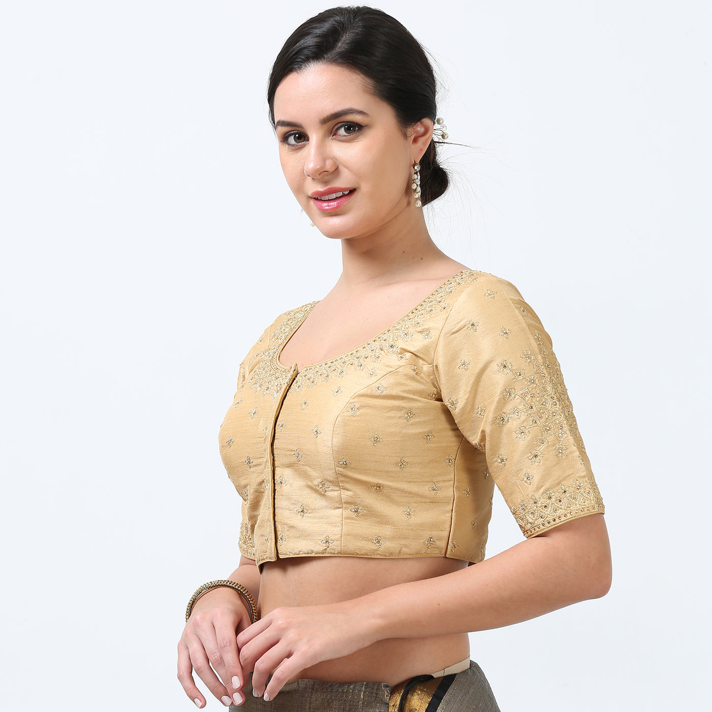 Gold Silk  Saree Blouse/ Readymade Saree Blouse/ Blouses for Women