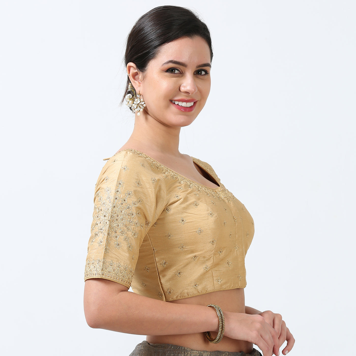 Gold Silk  Saree Blouse/ Readymade Saree Blouse/ Blouses for Women