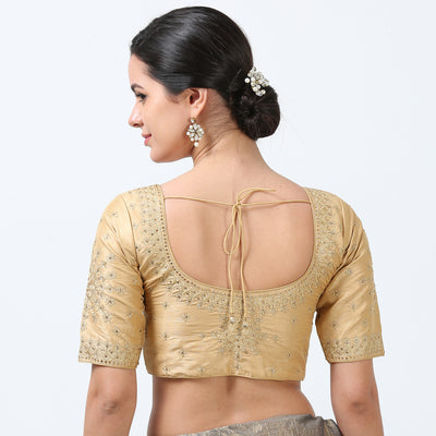 Gold Silk  Saree Blouse/ Readymade Saree Blouse/ Blouses for Women