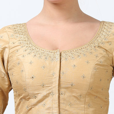 Gold Silk  Saree Blouse/ Readymade Saree Blouse/ Blouses for Women