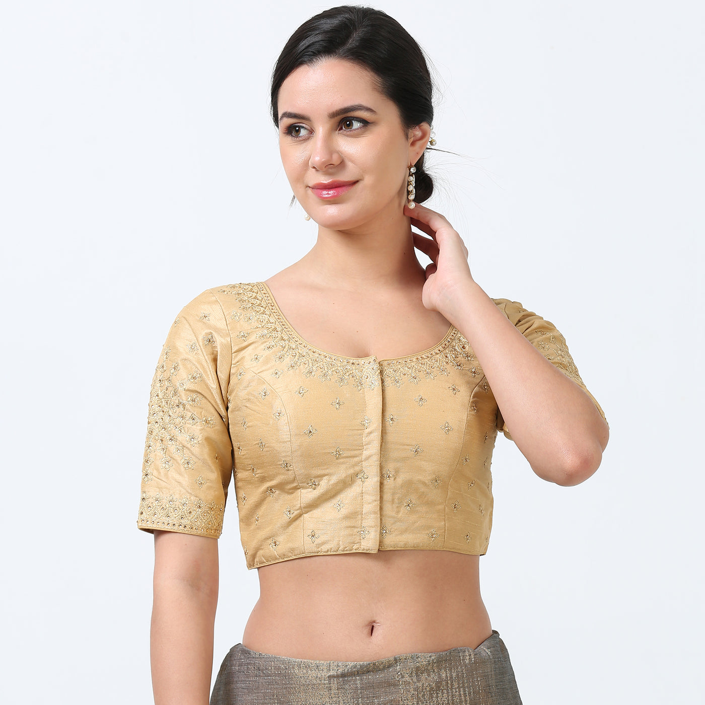 Gold Silk  Saree Blouse/ Readymade Saree Blouse/ Blouses for Women