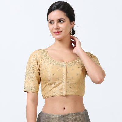 Gold Silk  Saree Blouse/ Readymade Saree Blouse/ Blouses for Women