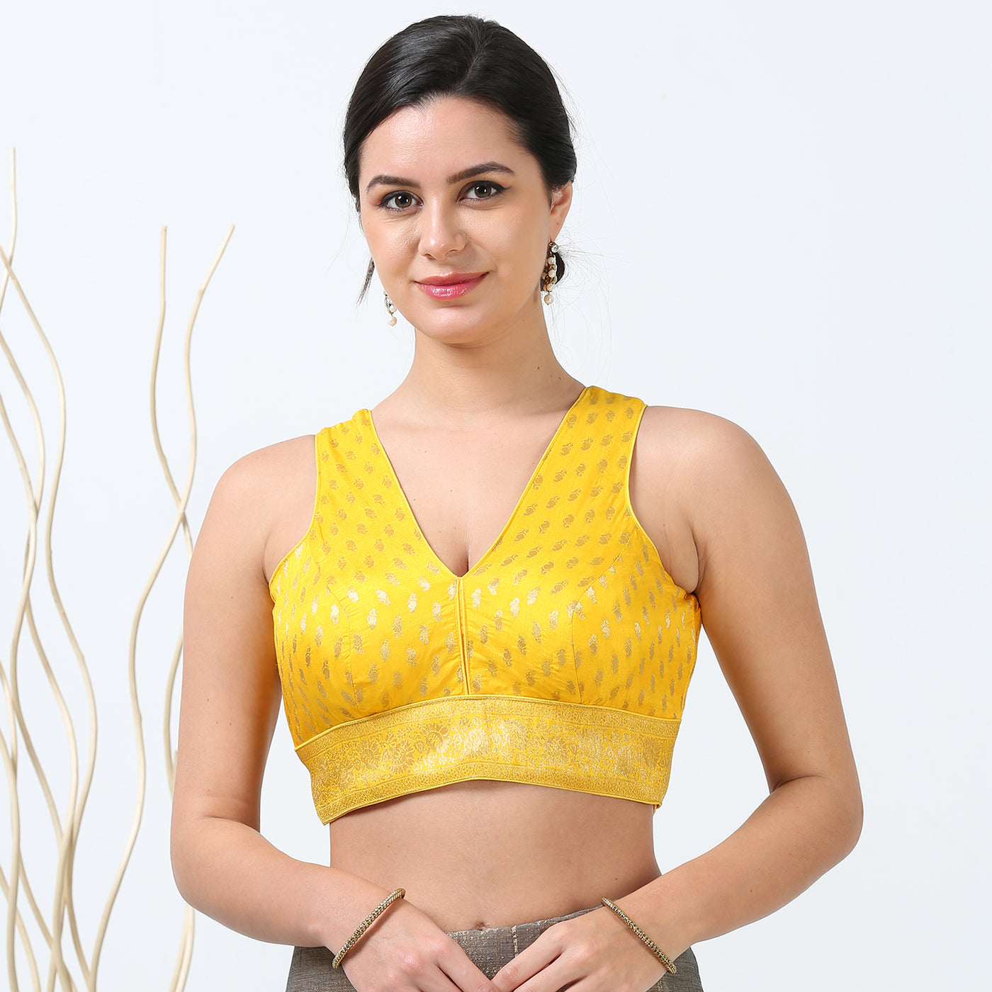 Zari Work Silk Readymade Saree Blouse