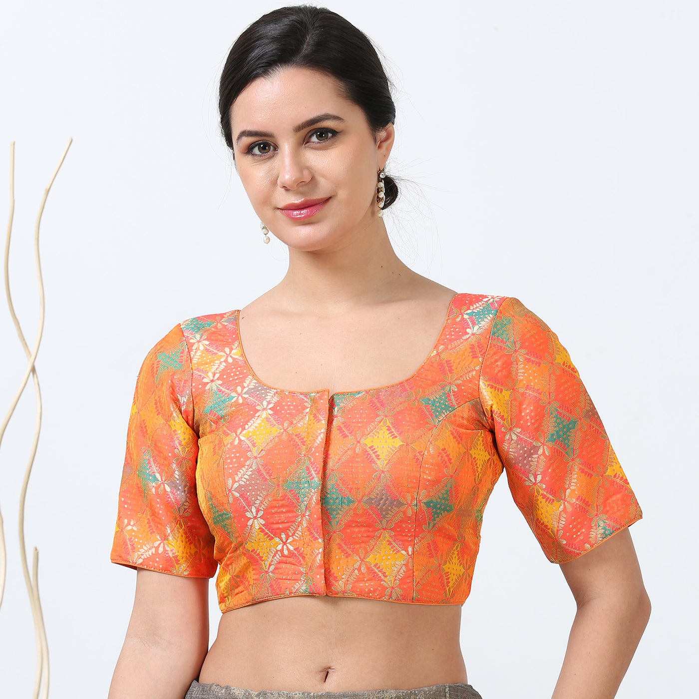 Orange Silk  Saree Blouse/ Readymade Saree Blouse /Blouse for Women