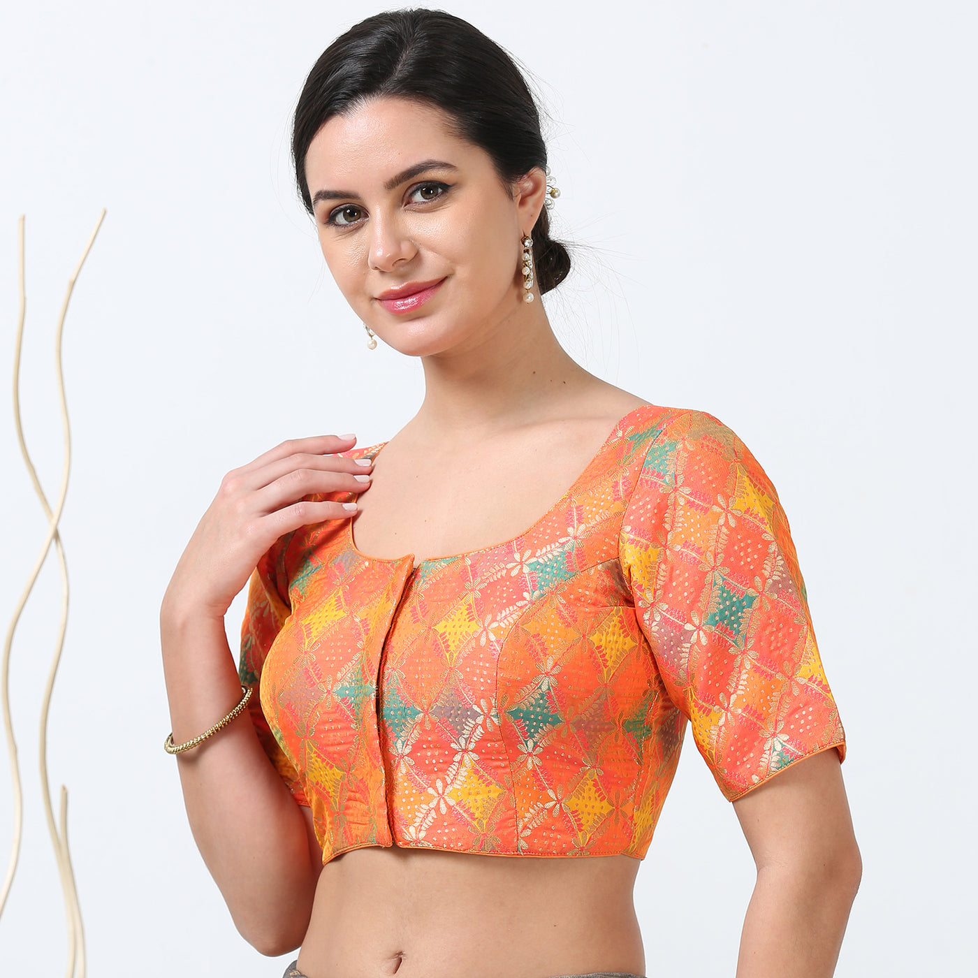 Orange Silk  Saree Blouse/ Readymade Saree Blouse /Blouse for Women