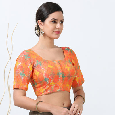 Orange Silk  Saree Blouse/ Readymade Saree Blouse /Blouse for Women