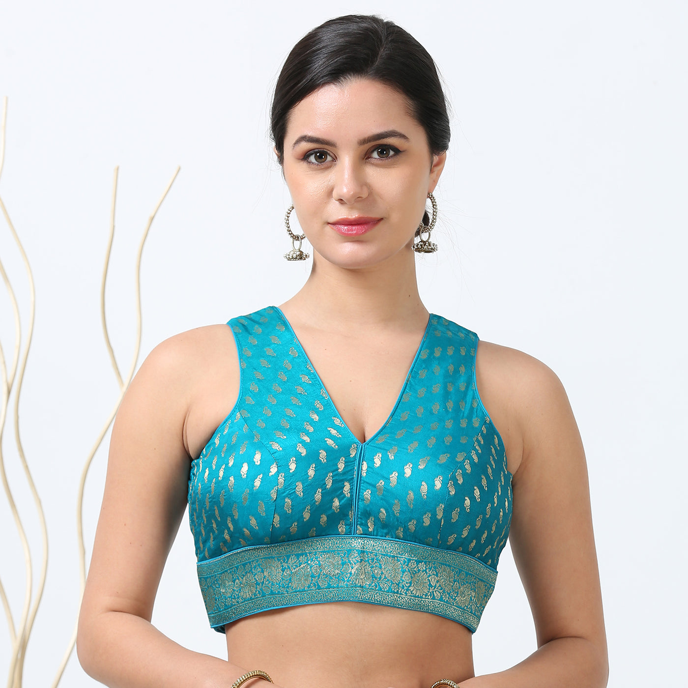 Zari Work Silk Readymade Saree Blouse