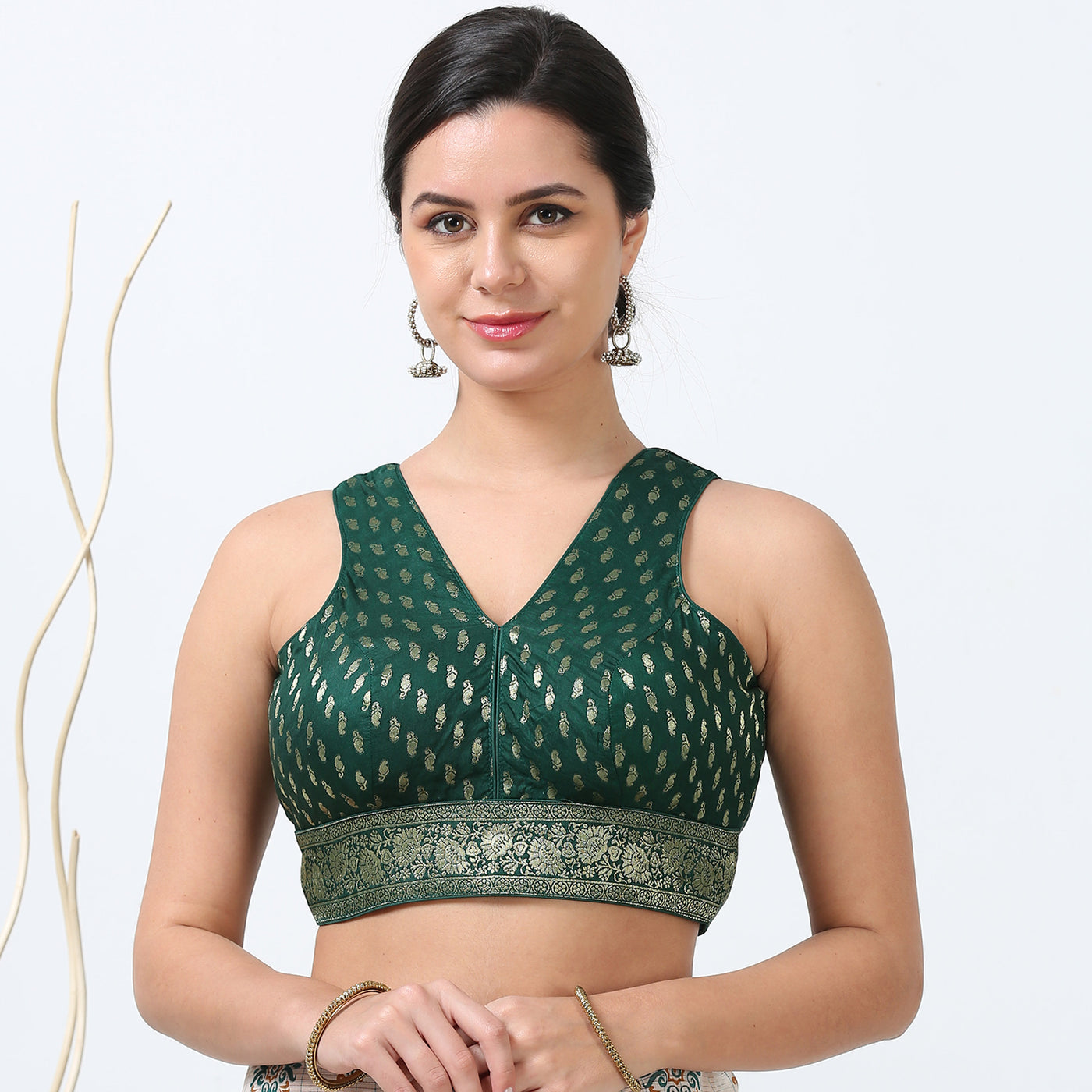 Zari Work Silk Readymade Saree Blouse