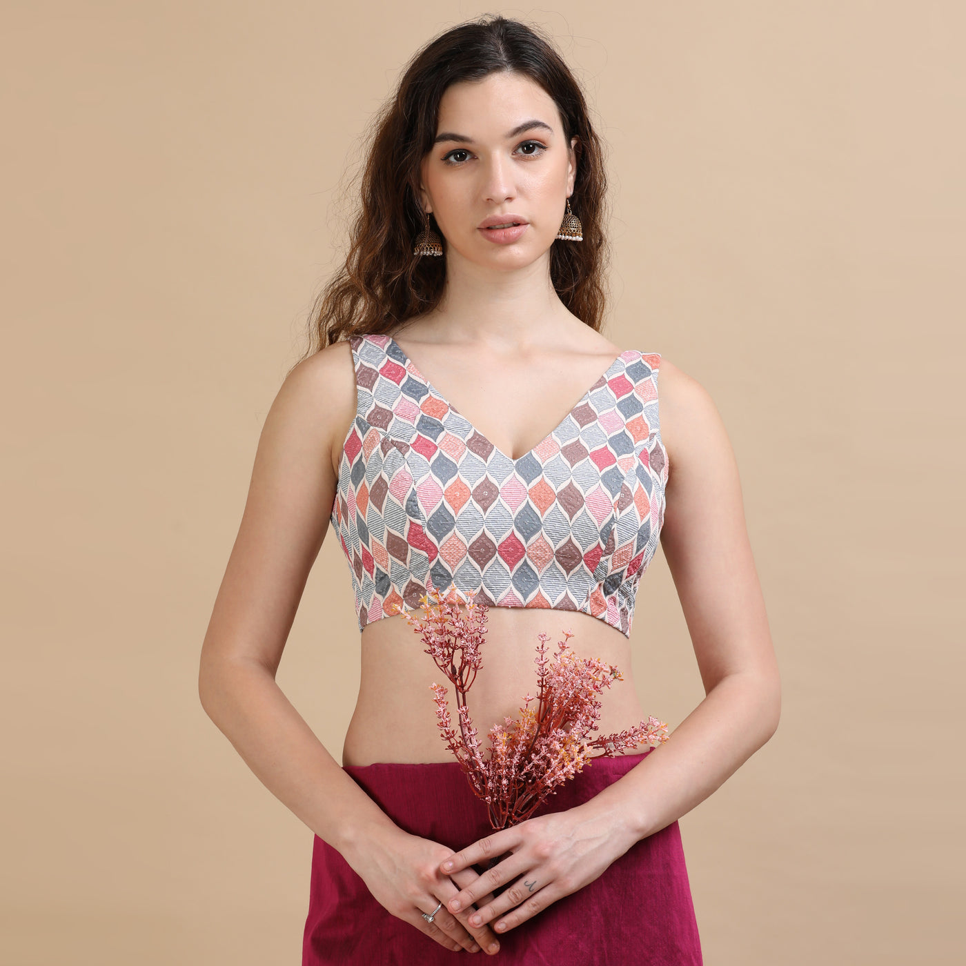 Georgette Printed and Embroidery Blouse