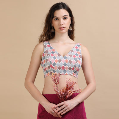 Georgette Printed and Embroidery Blouse
