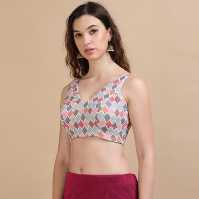 Georgette Printed and Embroidery Blouse