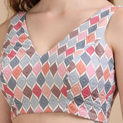 Georgette Printed and Embroidery Blouse