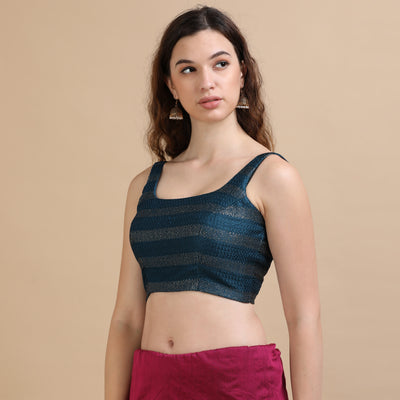 Tile Striped embroidered Ready Made Blouse