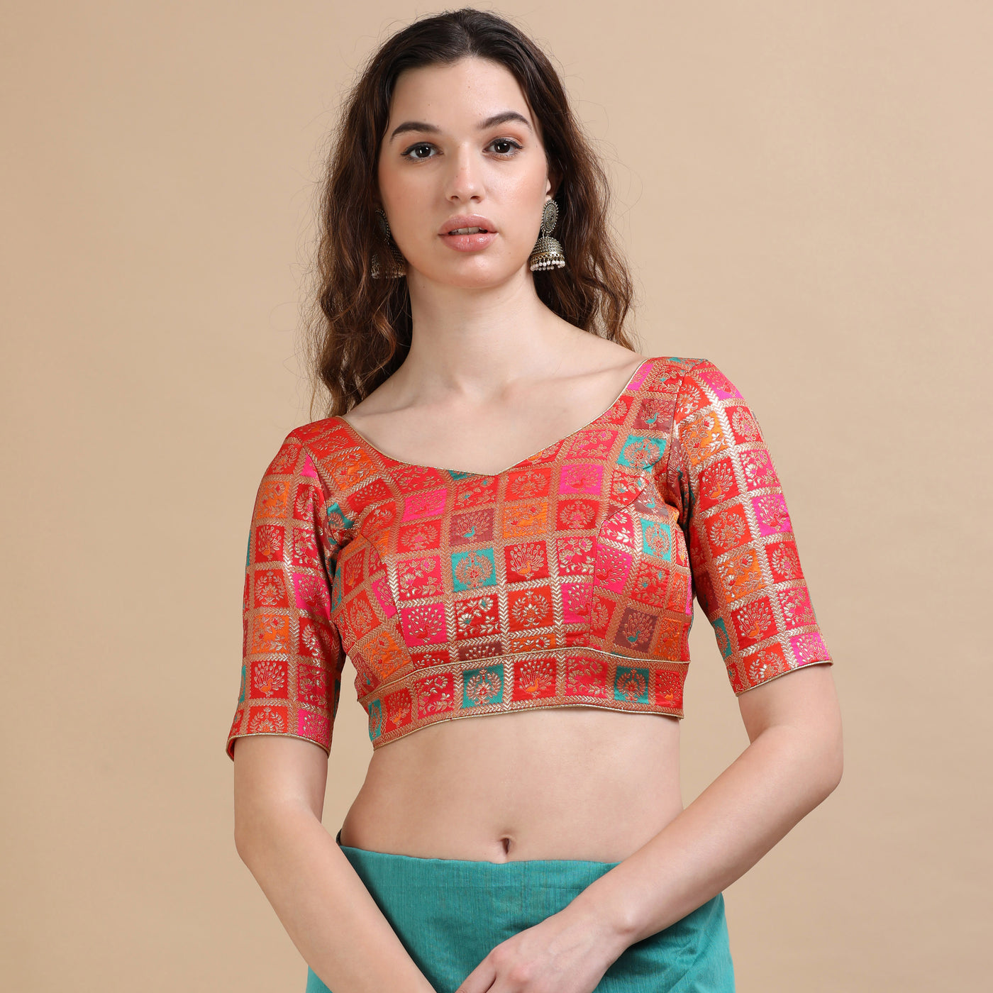 Multicolor Banarasi Jacquard Ready-Made Blouse