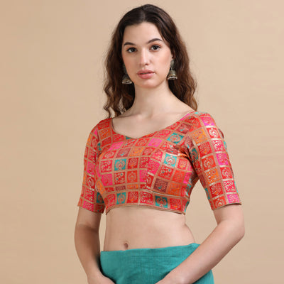 Multicolor Banarasi Jacquard Ready-Made Blouse