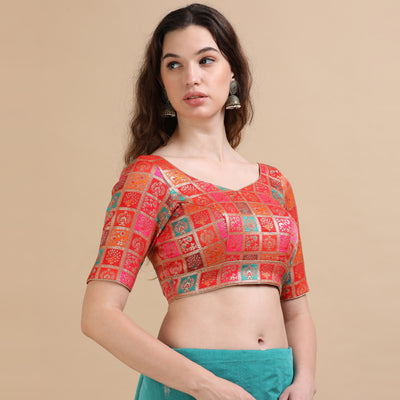 Multicolor Banarasi Jacquard Ready-Made Blouse
