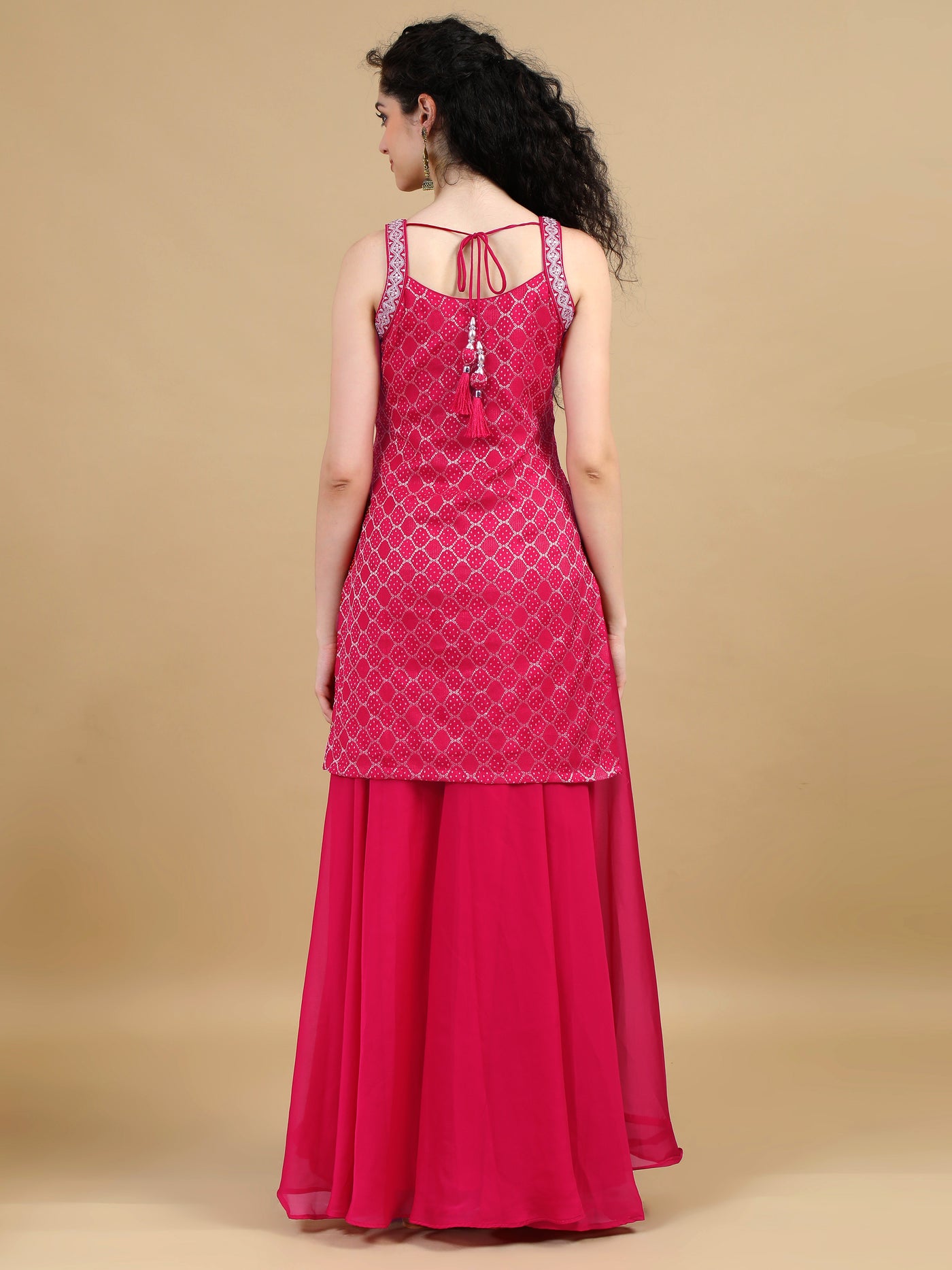 Radiant Pink Embroidered Sharara Set with Dupatta