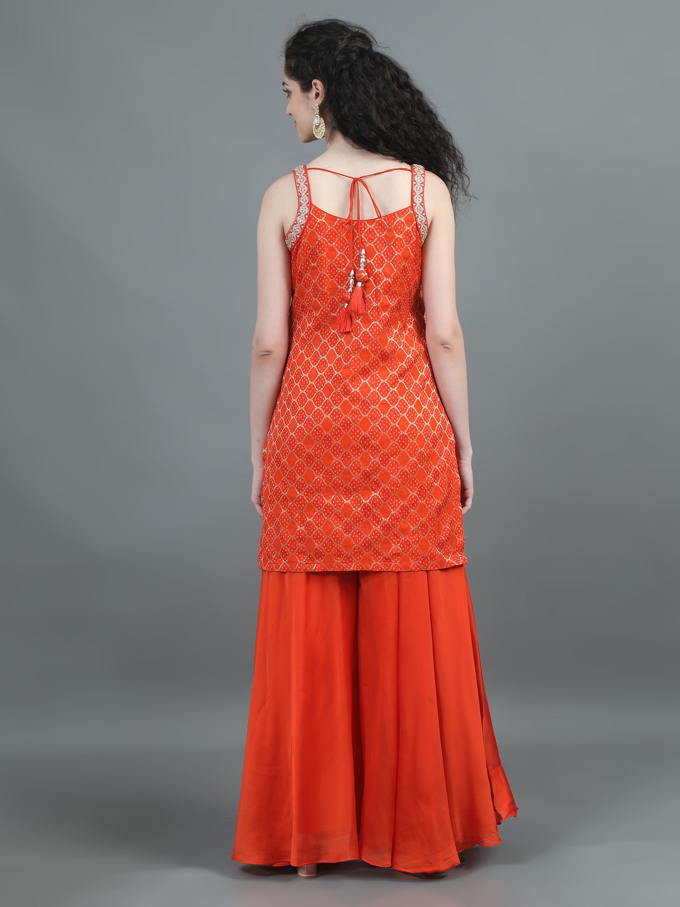 Radiant Orange Embroidered Sharara Set with Dupatta