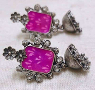 Geometric Enamel Handpainted Jaipur Jhumka Earrings