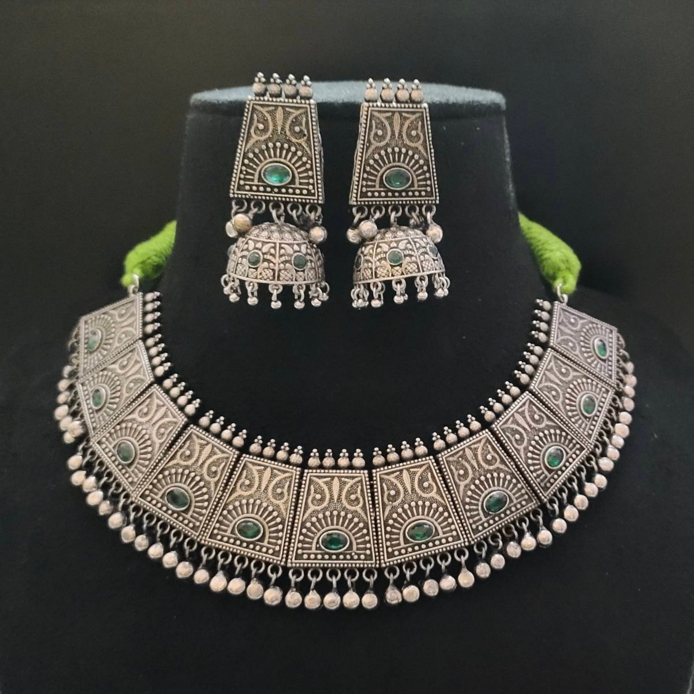 Silver look alike Oxidized Choker Necklace set