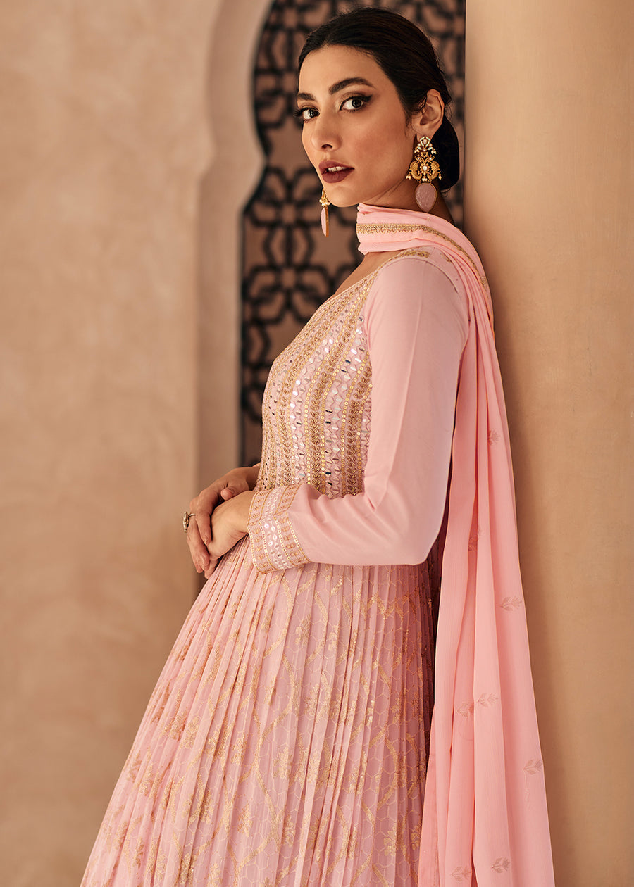 Light Pink Heavy Designer Work Wedding Special Anarkali Suit 42