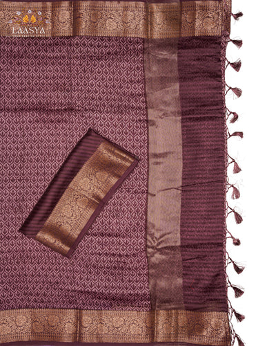 Pure Chanderi Silk Cotton Saree with Antique Zari Border in Purple Shade