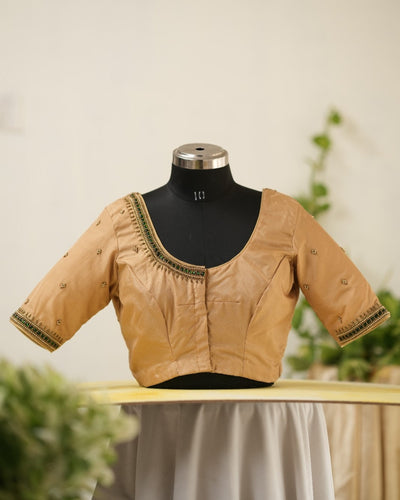 Gold Aari Handwork Blouse in Silk Cotton
