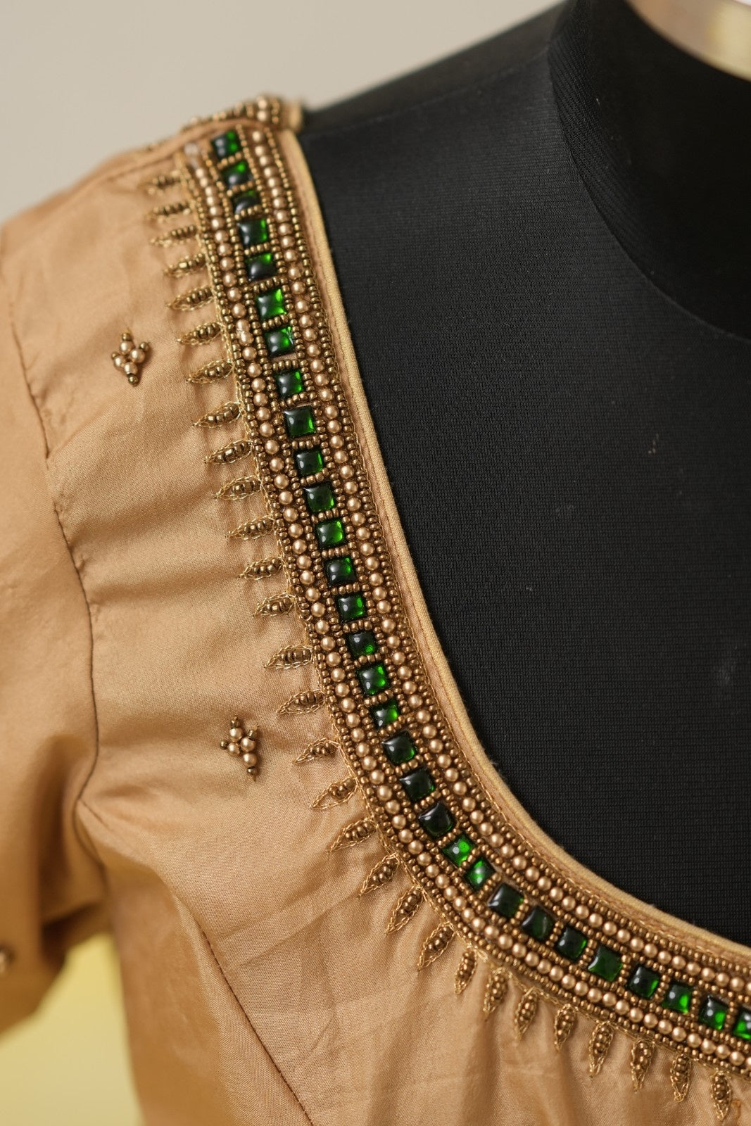 Gold Aari Handwork Blouse in Silk Cotton