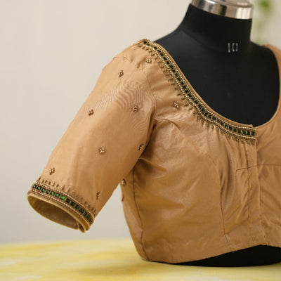 Gold Aari Handwork Blouse in Silk Cotton