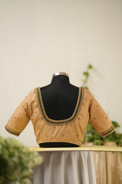 Gold Aari Handwork Blouse in Silk Cotton