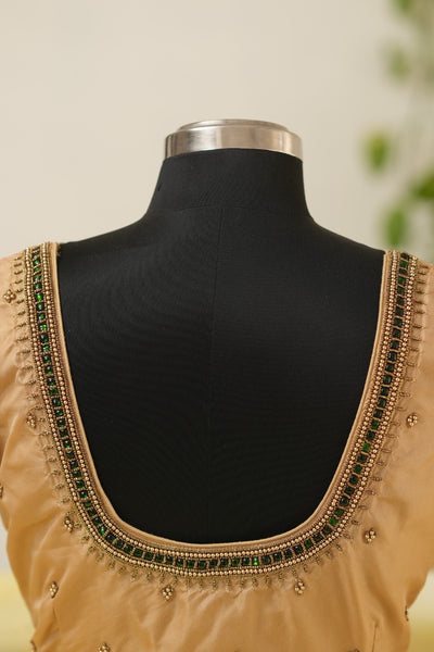 Gold Aari Handwork Blouse in Silk Cotton