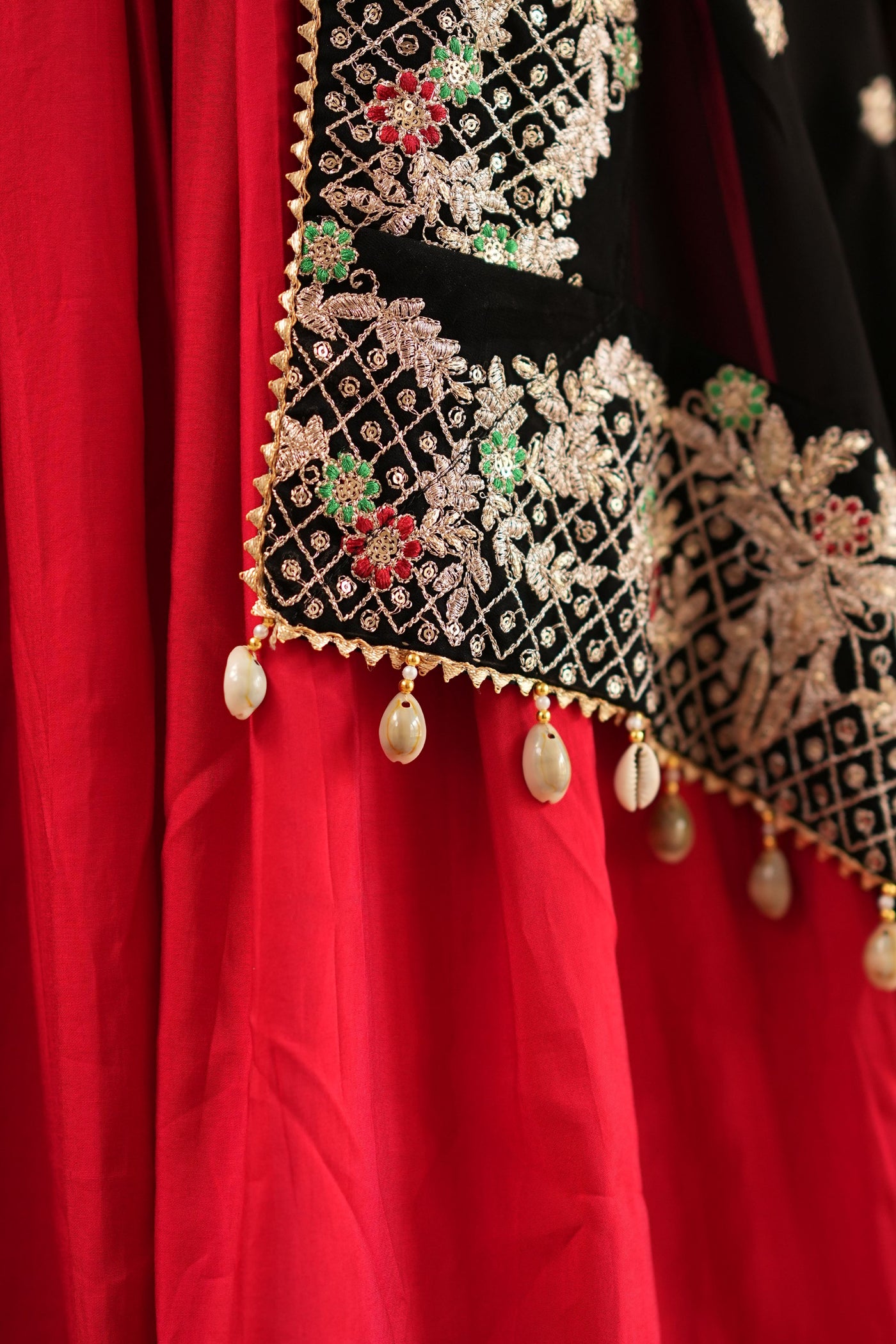 Red & Black Navratri Lehenga with Mirror Blouse