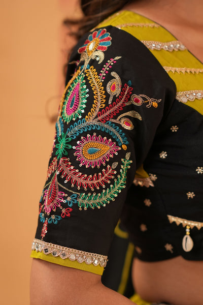 Mehendi Green Lehenga with Black Dupatta