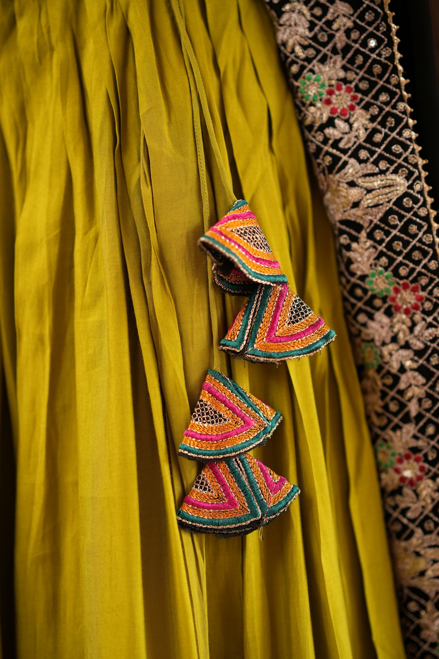 Mehendi Green Lehenga with Black Dupatta