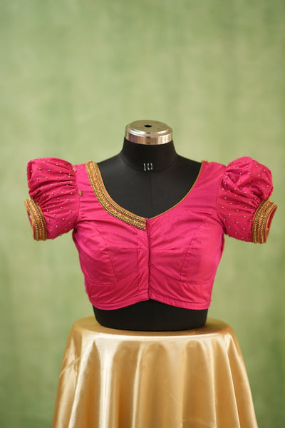 Pink Aari Handwork Blouse