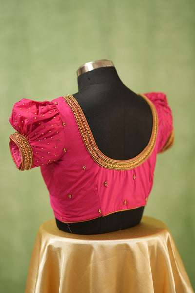 Pink Aari Handwork Blouse