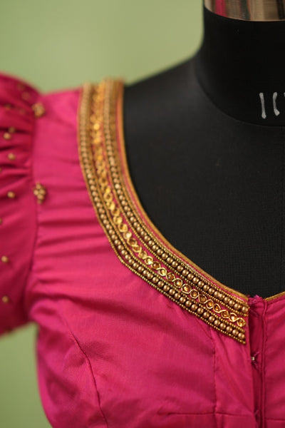 Pink Aari Handwork Blouse