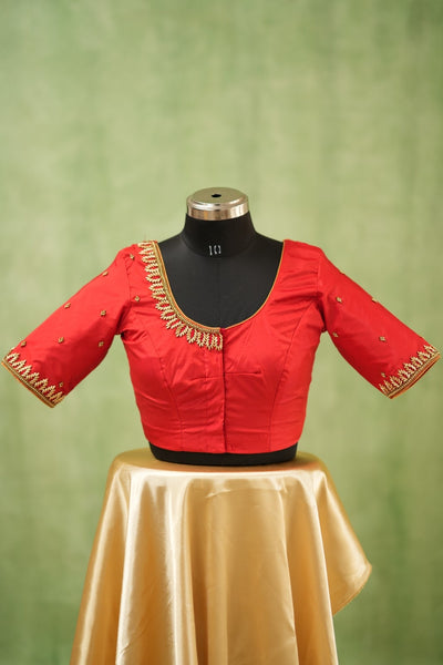 Red Aari Handwork Blouse