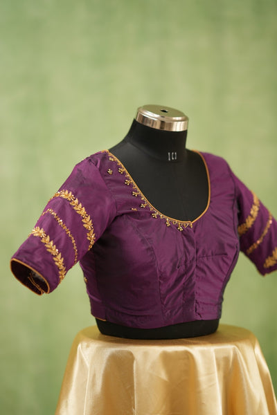Purple Aari Handwork Blouse