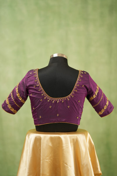 Purple Aari Handwork Blouse