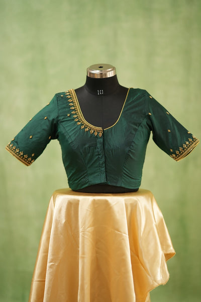 Green Aari Handwork Blouse