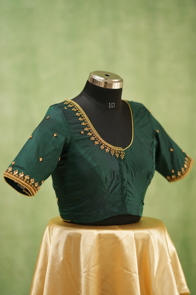 Green Aari Handwork Blouse