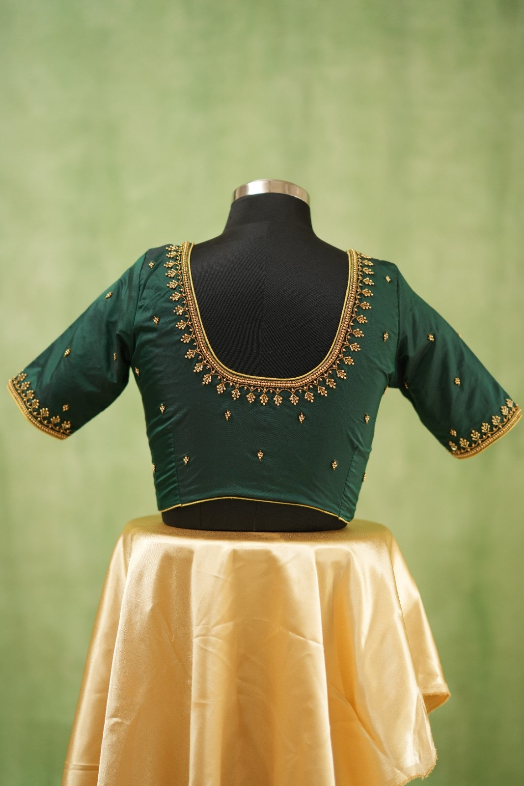 Green Aari Handwork Blouse