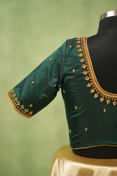 Green Aari Handwork Blouse