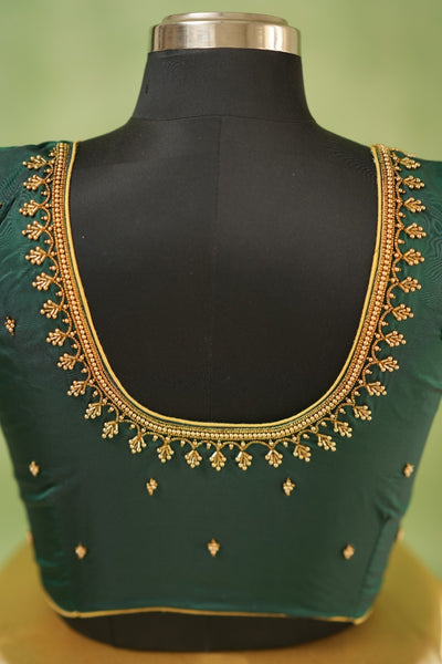 Green Aari Handwork Blouse